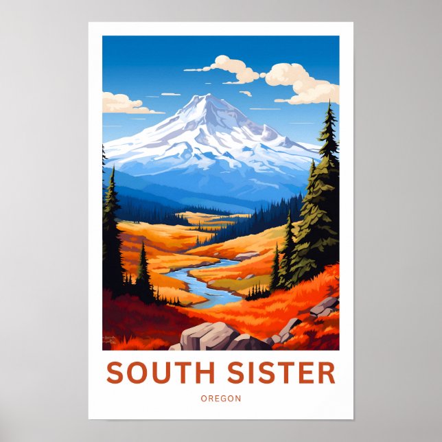 South Sister Oregon Travel Print Poster (Vorne)