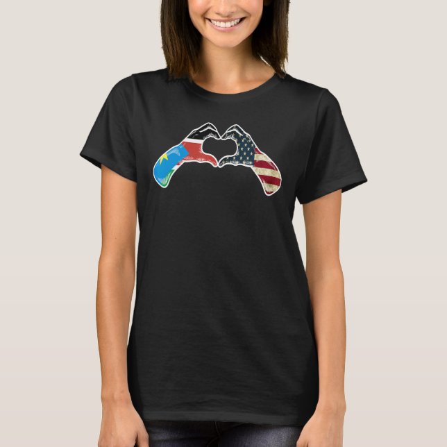 South Sudan American USA Flag  USA South Sudanese  T-Shirt (Vorderseite)