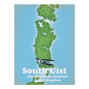 South Uist Outer Hebrides Scotland Map Leinwand Pr Poster