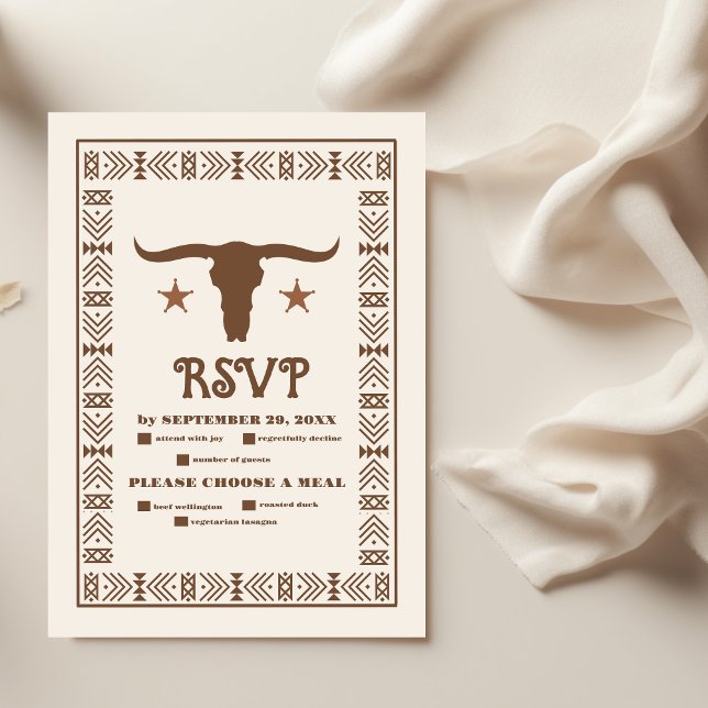 South Western Country Ranch Western Wedding RSVP Karte (Von Creator hochgeladen)