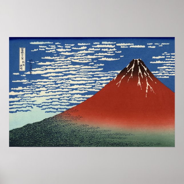 South Wind, Clear Sky (von Hokusai) Poster (Vorne)