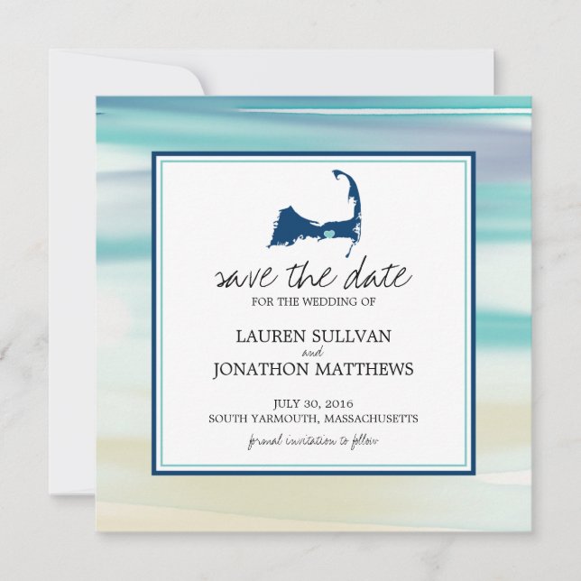 South Yarmouth Cape Cod Wasserfarbe Save the Date (Vorderseite)