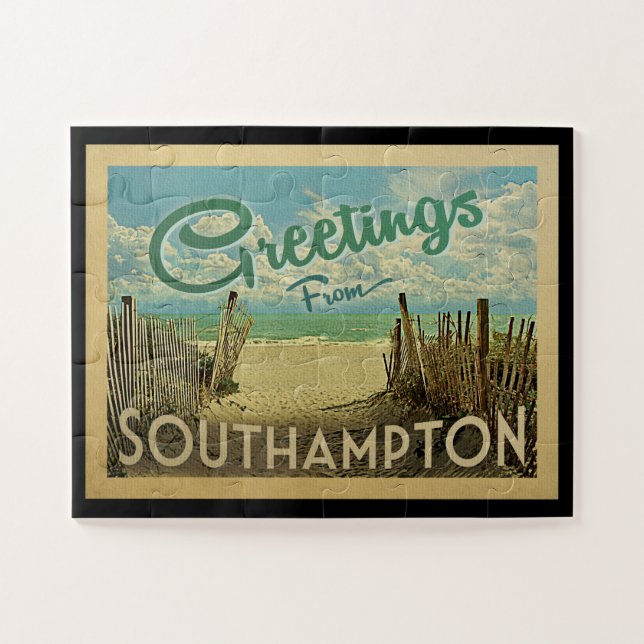 Southampton Beach Vintage Travel Puzzle (Horizontal)