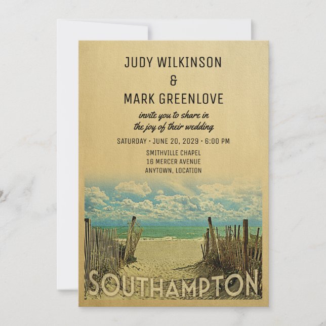 Southampton Beach Vintage Wedding Einladung (Vorderseite)