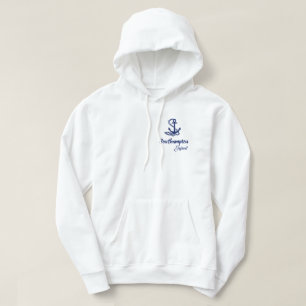 Southampton England, White and Blue Maritime Style Hoodie