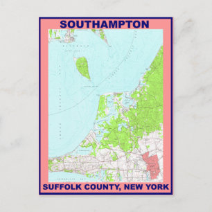 Southampton Village NY Vintage Karte ca. 1956