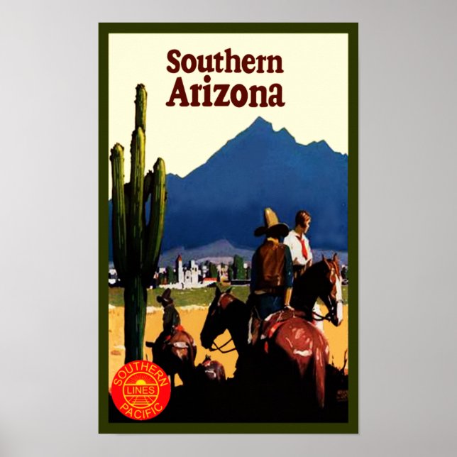 Southern Arizona Retro Travel Poster (Vorne)