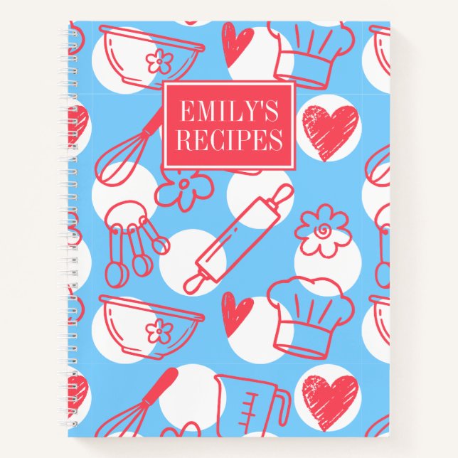 Southern Baking Polka Dot Pattern Recipe Notizbuch (Vorderseite)