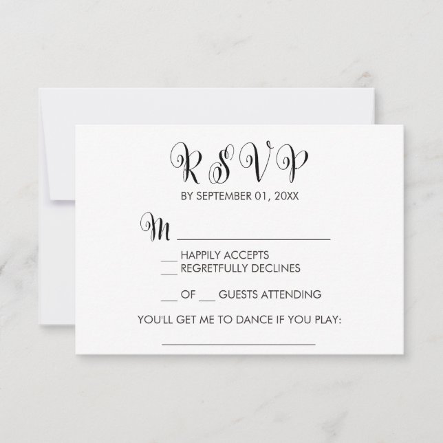 Southern Belle Calligraphy Song Request RSVP Card (Vorderseite)