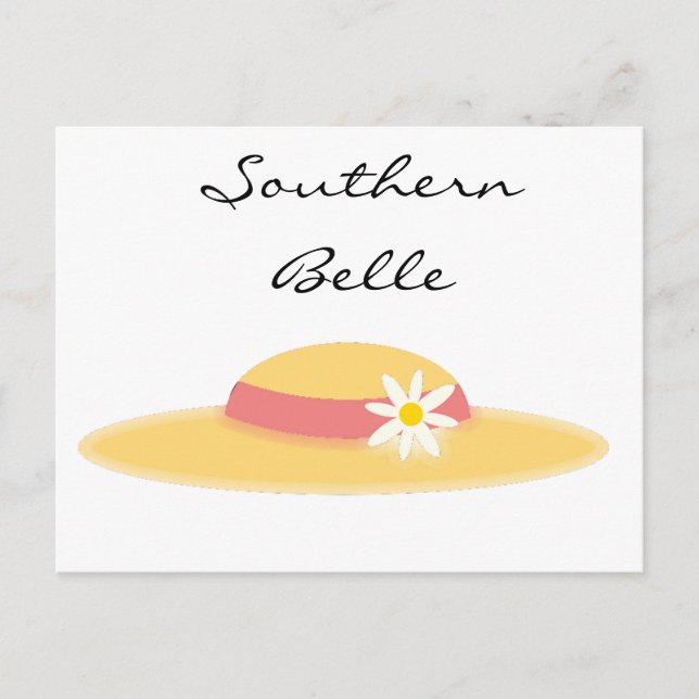 Southern Belle Summer Daisy Hat Niedlicher Cartoon Postkarte (Vorderseite)