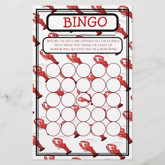 Southern Cajun Red Crawfish Boil Baby Showbingo (Vorderseite)