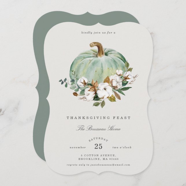 Southern Cotton Erntedank Dinner Einladung (Vorne/Hinten)