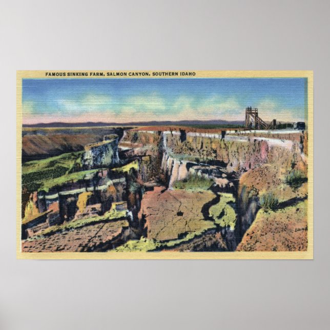 Southern Idaho - Berühmte Sinking Farm in Lachs Poster (Vorne)