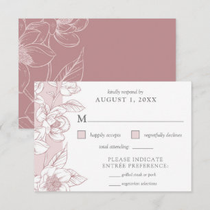 Southern Magnolia Blossom Blush Bloral RSVP Card Einladung