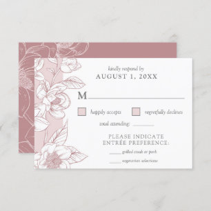 Southern Magnolia Blossom Blush Bloral RSVP Card Einladung