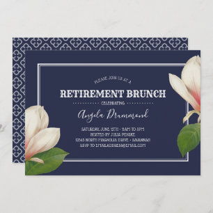 Southern Magnolia Blue Retirement Brunch Einladung