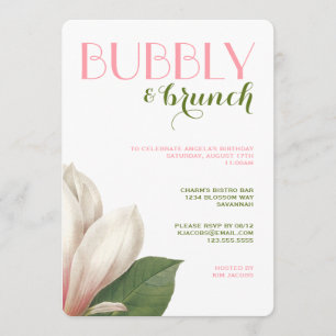 Southern Magnolia Bubbly Brunch   Rosa grün Einladung