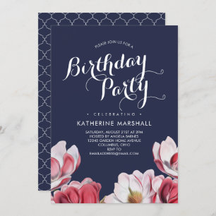 Southern Magnolia Geburtstagsparty Mitternacht Bla Einladung