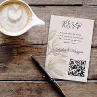 Southern Magnolia Wedding QR Code RSVP Cards