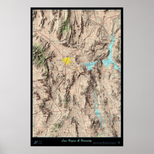 Southern Nevada Map, USA Satellitenposter Poster