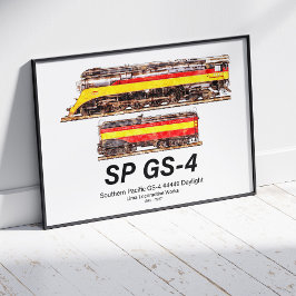Southern Pacific GS-4 Daylight Steam Locomotive Poster