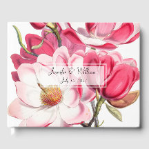 Southern Pink Magnolias Wedding Guest Book