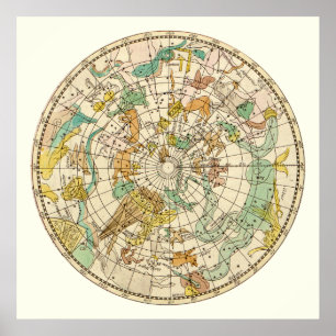 Southern Sky Star Chart and Constellation Map Poster