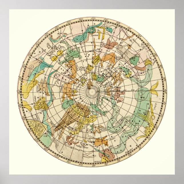 Southern Sky Star Chart and Constellation Map Poster (Vorne)