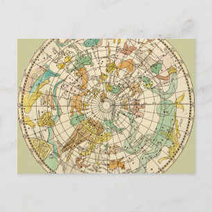 Southern Sky Star Chart and Constellation Map Postkarte