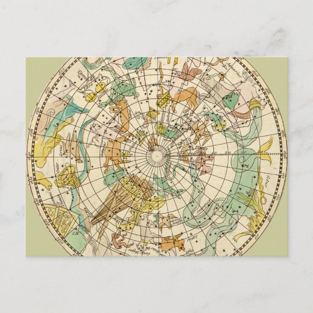 Southern Sky Star Chart and Constellation Map Postkarte (Vorderseite)