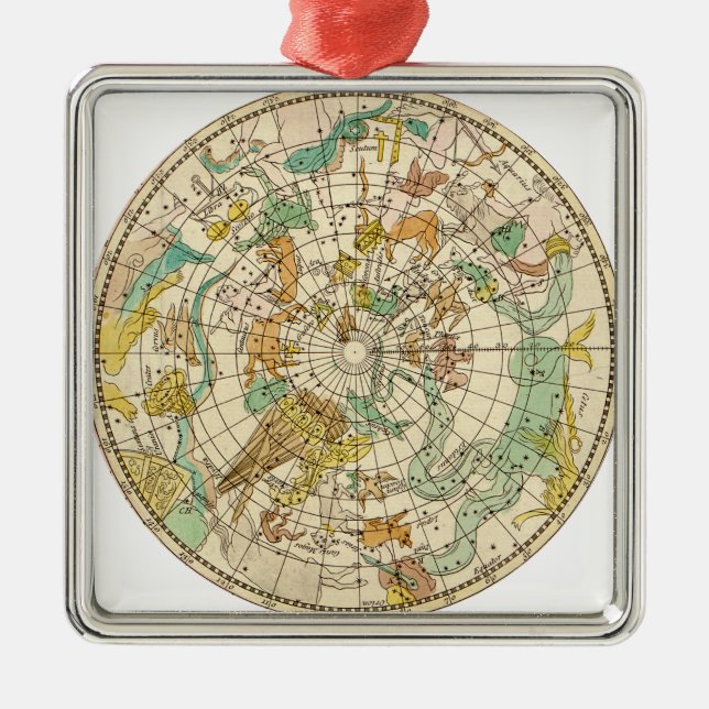 Southern Sky Star Chart and Constellation Map Silbernes Ornament (Vorne)