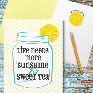 Southern Sunshine Sweet Tea Lemon Mason Jar Dankeskarte