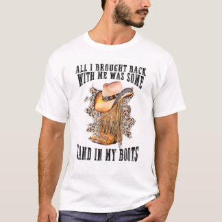 Southern Western Leopard Cowboy Boots hat Sand in T-Shirt