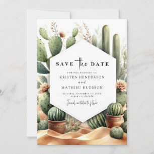 Southern Wild West Cactus Wedding Save The Date