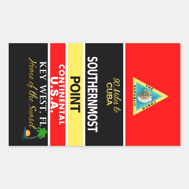 Southernmost Point Buoy Key West Rechteckiger Aufkleber (Vorderseite)