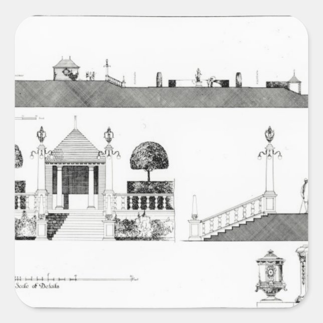 Southport: Abschnitt und Details der oberen Quadratischer Aufkleber (Vorderseite)