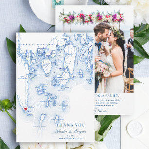 Southport Boothbay Maine Wedding Flat Dankeskarte