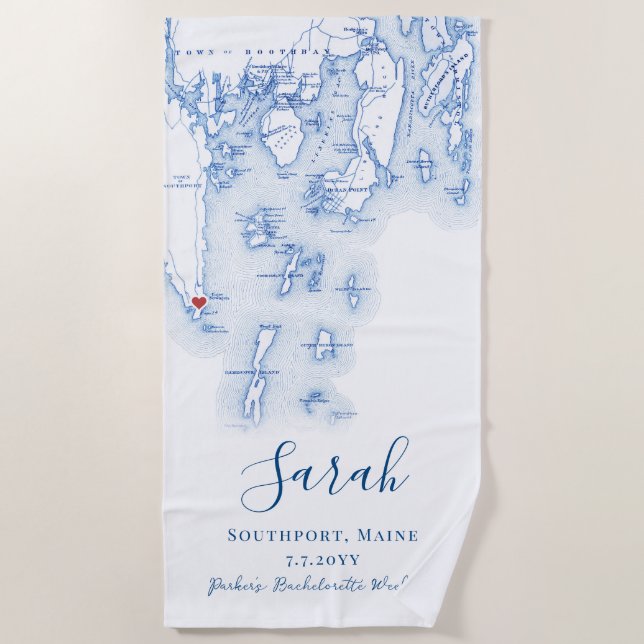 Southport Maine Personalisiert Bachelorette Weeken Strandtuch (Vorderseite)
