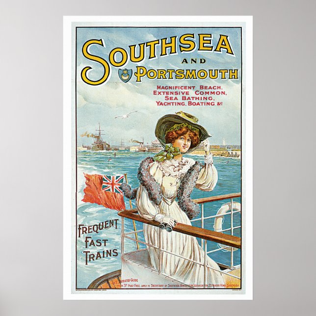 Southsea Portsmouth England Vintage Travel Poster (Vorne)
