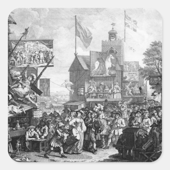 Southwark Fair, 1733 Quadratischer Aufkleber (Vorderseite)