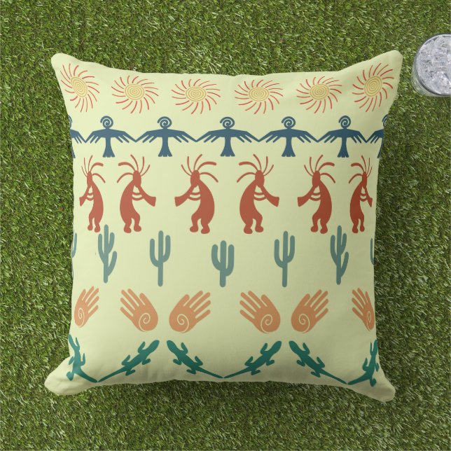 Southwest American Indian Tribal Petroglyphs Art Kissen (Gras)