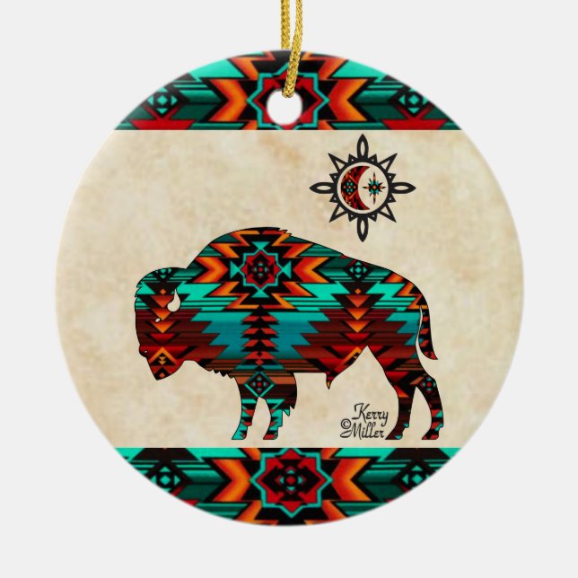 Southwest Buffalo Keramik Keramik Ornament (Vorne)
