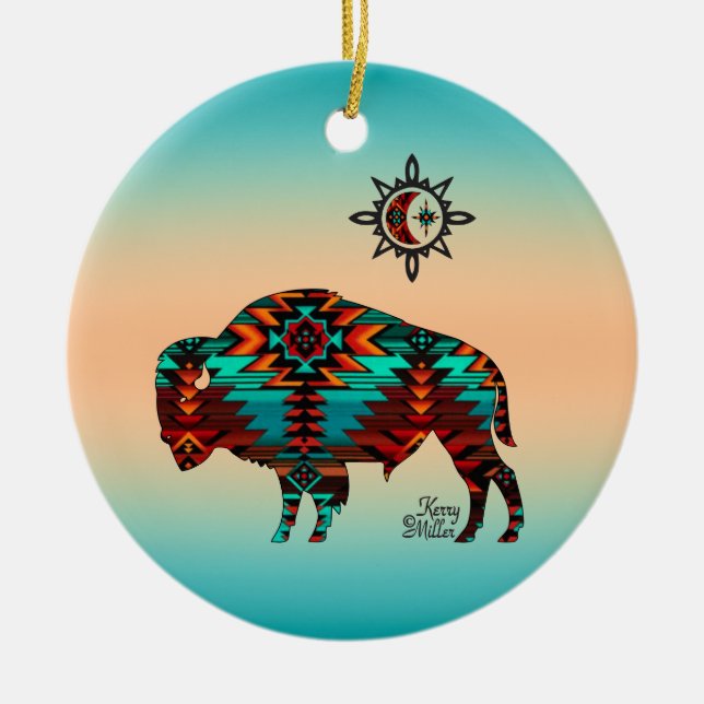Southwest Buffalo Keramik Ornament (Vorne)