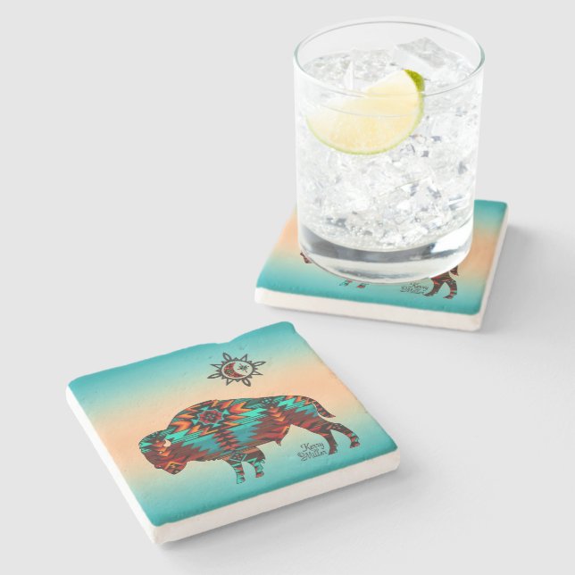 Southwest Buffalo Stone Untersetzer (Seitenansicht)