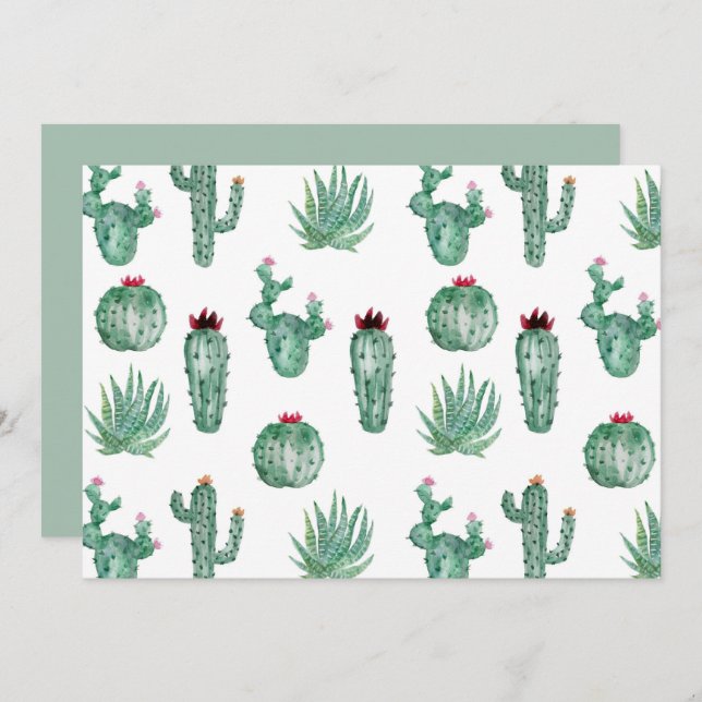 Southwest Cactus Botanical Note Card Mitteilungskarte (Vorne/Hinten)