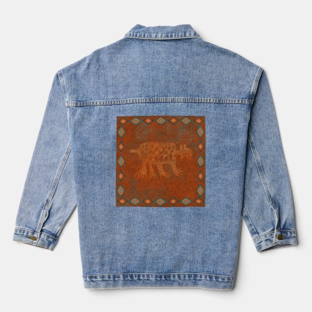 Southwest Canyons Bobcat Petroglyph Jeansjacke (Rückseite)