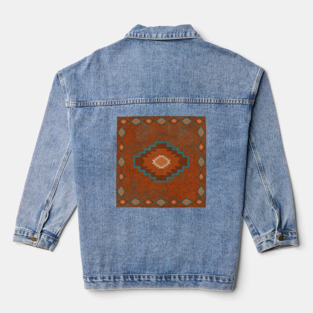 Southwest Canyons Geometric Diamond Design Jeansjacke (Rückseite)