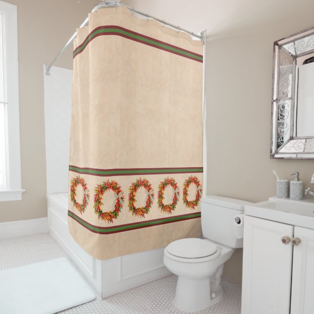 Southwest Chile Kranz auf Adobe Wall Duschvorhang (Beispiel)