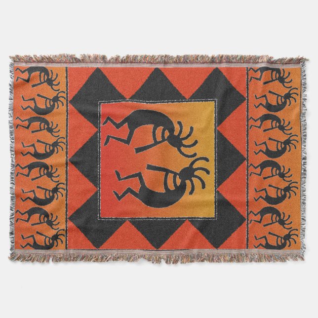 Southwest Dancing Kokopelli Design Decke (Vorderseite)