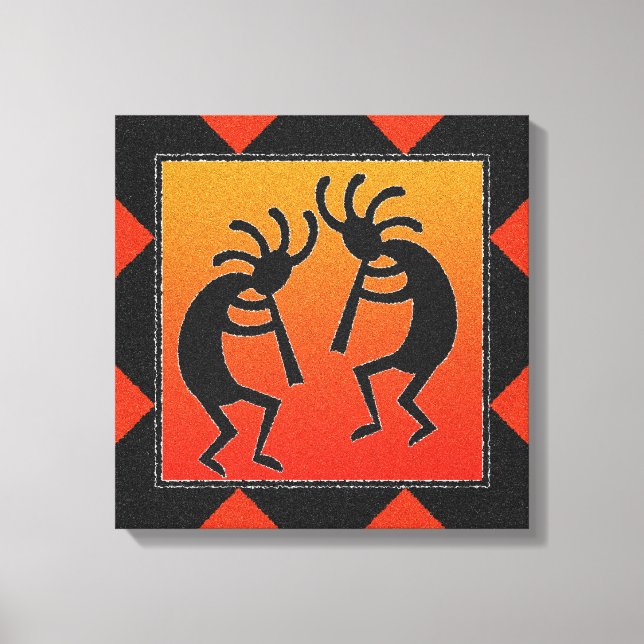 Southwest Dancing Kokopelli Design Leinwanddruck (Vorderseite)